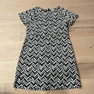 Loft Work Dress Black White Patterned